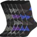 BONANGEL Thin Merino Wool Socks for Men, Mens Black Winter Thermal Wool Dress Crew Hiking Socks (6-12, 3pairs-mixargyle)