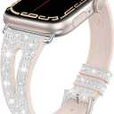 Goton Bling Silicone Band for Apple Watch  44/45/46/49/42mm(Series 3 2 1), Soft & Breathable Glitter Strap for Women, Stylish, Adjustable, Comfortable Fit, Sparkle (Silver)