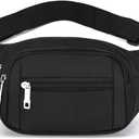 DAITET Crossbody Fanny Pack for Men&Women,Large Waist Bag & Hip Bum Bag with Adjustable Strap for Outdoors Workout Traveling Casual Running Hiking Cycling (Black Pure)