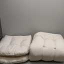 All Weather Outdoor Wicker Chair Cushions of 3 Pieces, Waterproof Outdoor Wicker Chair Cushion for Patio Furniture Loveseat Settee Bench, 1 Loveseat and 2 U-Shaped Thickened Cushions, Cream