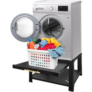 Royxen Washer and Dryer Pedestals Heavy Duty Metal Laundry Pedestal 29"W x 29"D x20"H, Washer Dryer Pedestal Extra Big Screws for Anti-Vibration, Basket Shelf, 800lbs Capacity, Black