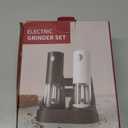 CIRCLE JOY Electric Salt and Pepper Grinder Set Automatic Salt and Pepper Grinder Set with Easy-to-Carry Charging Base and LED Light, USB Rechargeable, Upgrade External Adjustable Coarseness