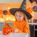 2 x Zando Halloween Kids Witch Hat For Boys Girls Women Star Print Wizard Hat Witch Hat Decoration Witch Accessories (One Size, X Purple & Orange)