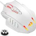 Redragon M908 Impact RGB LED MMO Gaming Mouse with 12 Side Buttons, Optical Wired Ergonomic Mouse with Max 12,400DPI, High Precision, 18 Programmable Macro Shortcuts, Comfort Grip, White