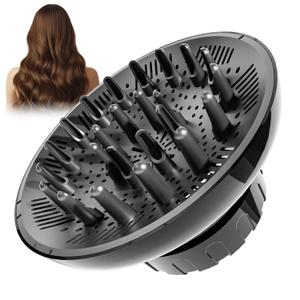 Hair Diffuser, Universal Attachment for 1.4-2.6 Inch Hair Dryers to Define Natural Curls, Reduce Frizz and Boost Volume for Long Thick Wavy Hair, Black