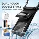3 x Waterproof Phone Pouch Double Pocket, Floating IPX8 8.5 inch Waterproof Phone Case for Beach Vacation Essentials for Compatible IPhone 16 15 14 Pro Max Galaxy S25 S24 Waterproof Dry Bag Black