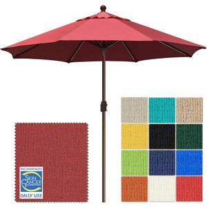 EliteShade USA 10-Year-Non-Fading 10Ft Market Patio Umbrella, UPF 50+ UV Protection Performance Sun Umbrella, Heavy Duty Commercial Grade Outdoor Table Umbrella with Crank & Tilt, Windproof Vented Top for Garden, Pool, Deck and Outdoor Playsets, Burgundy