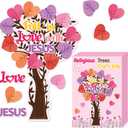 BeYumi Valentine Heart Trees Craft - 36Pcs Valentine's Day Religious Heart Trees Craft Kits Fall in Love with Jesus Ornaments DIY Thankful Love Party Supplies School Classroom Fun Activities for Kids