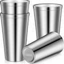 Zopeal Stainless Steel Cups 16 Oz, Double Wall Vacuum Pint Cup Tumbler, Stackable Metal Unbreakable Drinking Glasses for Home and Outdoor (Silver,4 Pcs)