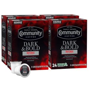 Community Coffee Dark & Bold Intense Blend 96 Count Coffee Pods, Compatible with Keurig 2.0 K-Cup Brewers, 24 count (Pack of 4), Best By: 2025-12-28