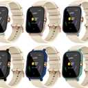 Compatible with Amazfit GTS 2 Hard PC Case with Tempered Glass Screen Protector Cover Resistant Impact shockproof Protective (6pack)