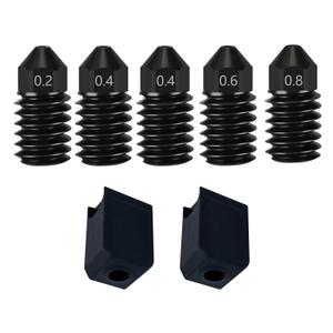 Hardened Steel Nozzles for P1P/P1S/X1/X1C/X1E/Kobra 3 Combo/Kobra S1 Combo 0.2MM 0.4MM 0.6MM 0.8MM High Flow Wear Resistant Nozzles with Extra Silicone Cover Sock for Bambu Lab Printer