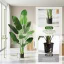 Birds of Paradise Plant Artificial, 5FT Fake Plants Faux Banana Leaf Tree with 10 Banana Leaves, Lifelike Tall Fake Tropical Palm Indoor Silk Floor Plant in Black Pot for House,Office,Room,Home Decor