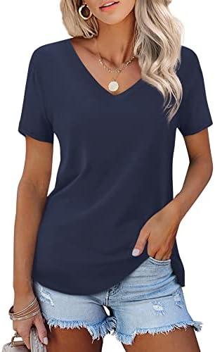 DittyandVibe Womens Shirts V Neck T-Shirts Casual Short/Long Sleeve Tops Blouse XL