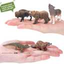 16PCS Mini North American Forest Woodland Animals Figurines Toys, Realistic Jungle Wild Animal Figures with Wolf,Bear,Bison,Reindeer,Birthday Party Favors Valentine's Day Gifts for Kids