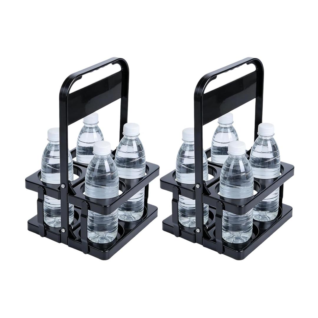 2PCS 4Cup Drink Carrier with Handle, Foldable Reusable Plastic Cup Holder for Delivery, Doordash, Car, Coffee, Beer, Restaurant Take Out Catering