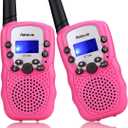 Retevis RT388 Walkie Talkies for Kids, Kids Toys for 4 5 6 7 8 9 10 11 12 Year Old Girl Birthday Gift, 22 CH LCD Flashlight, Pink Walkie Talkies Birthday Decorations Toys for Girls(Pink, 2 Pack)