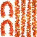 Joyhalo 6 Pack Fall Garland, Autumn Leaves Garland for Mantle Indoor Outdoor Fall Decorations for Home,Hanging Maple Leaf Foliage Vines for Fireplace, Front Door, Porch and Thanksgiving Decor