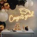 LED Acrylic Congrats Grad Neon Sign Dimmable Congrats Grad Banner Graduation Decorations Class of 2025 for Party Room Dorm Backdrop Celebration Gifts(Warm White)
