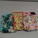 Leekalos Reusable Washable Dog Diapers Female (3 Pack) - Highly Absorbent Doggie Diapers - Size Adjustable Puppy Diapers for Dog Period Panties (Small, Flora) (Small (Newborn-10.5" Waist), Flora(Gray Lining))