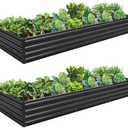 ZUNUDA 10×3×1FT(2PCS) Galvanized Raised Garden Bed Kit, Metal Planter Boxes, Large Outdoor Planters Garden for Planting Vegetables, Flowers, Herbs -Black