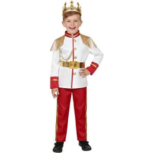Boys Prince Charming Costume Kids Royal Prince Dress Up for Cosplay Fairytale Ball Halloween Birthday Party Outfit, White, 7-8 Years
