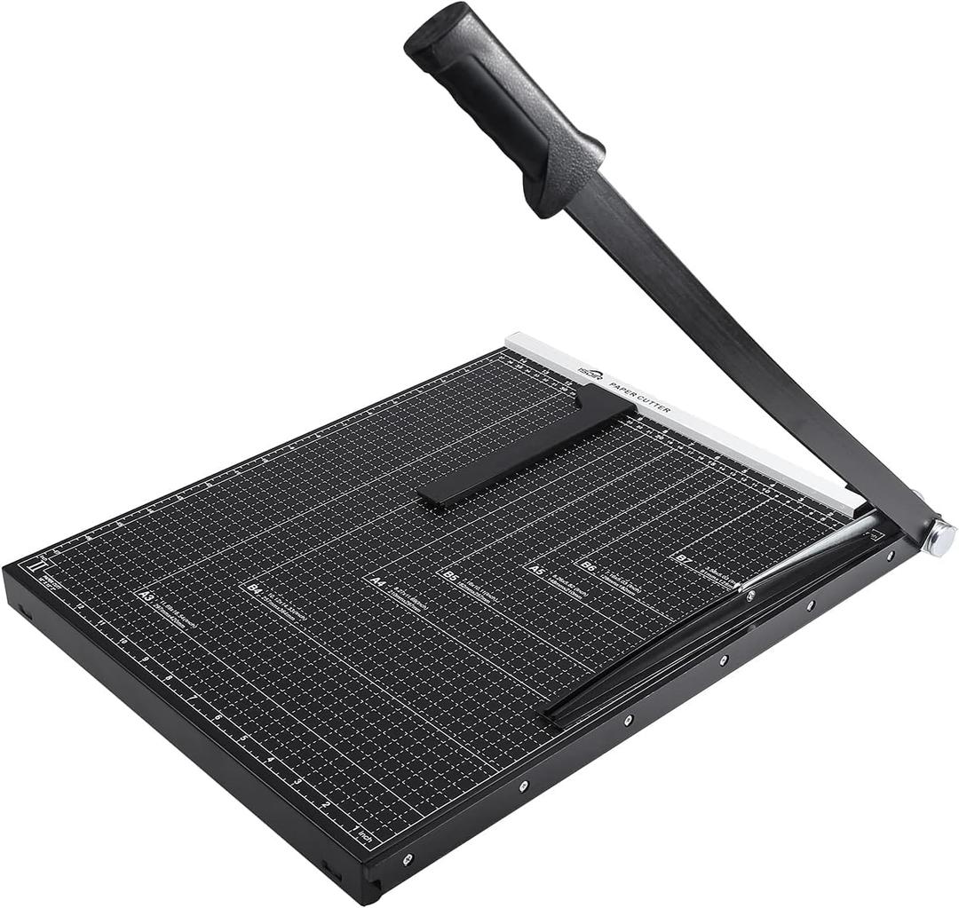 ISDIR Guillotine Paper Cutter 18" with Integrated Pressure Bar Heavy Duty Metal Base, 15 sheet Capacity, Magnetic Guide & Safety Guard Precision Trimmer for Cardstock, Crafts, DIY, Photos & Office