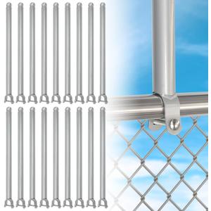 18 Pack Chain Link Fence Extension, 25.2'' Fence Extension Height, Galvanized Post Extender for Dogs and Privacy (1-3/8'') Silver