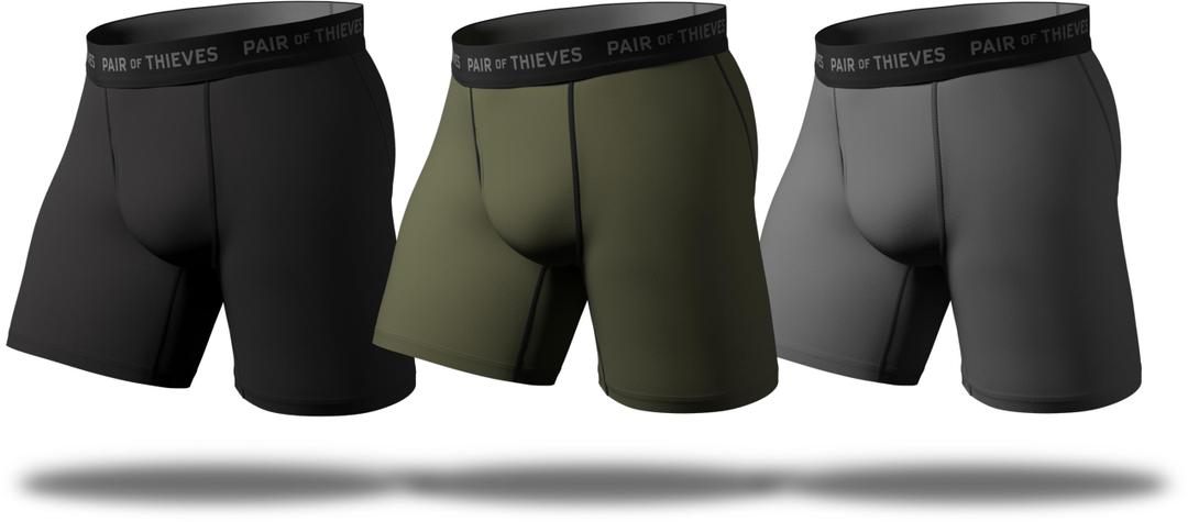 Pair of Thieves Super Fit Men's Boxer Briefs – Soft, Breathable, Quick-Dry Underwear with 4-Way Stretch (3 Pcs) Medium