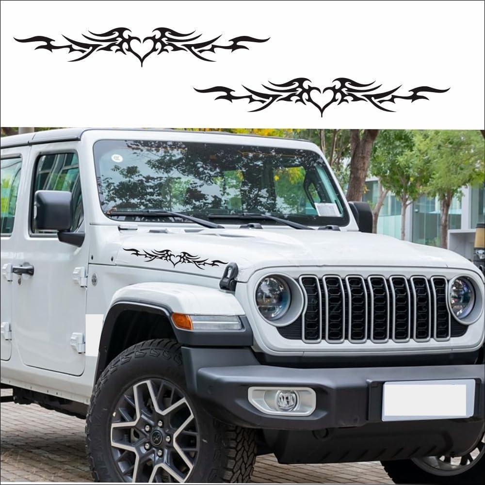 Flame Striped car Stickers Decorate The Front and Rear windshields Doors Hoods Vinyl Decal Accessories are Suitable for SUV Truck transporters Recreational Vehicles, and Campers 2PCS (Black)