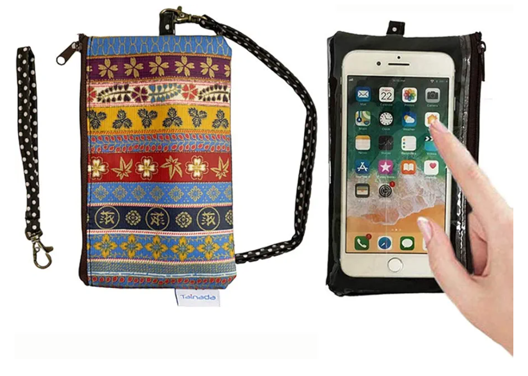 Tainada Phone Wristlet Purse 2 in 1 Pouch w/Clear View Window Touch Screen & Detachable Neck Strap Lanyard, Wristlet Strap for iPhone 16/15 Pro Max, 16/15 Plus; Samsung S24+, A54 (Ethnic Pattern)