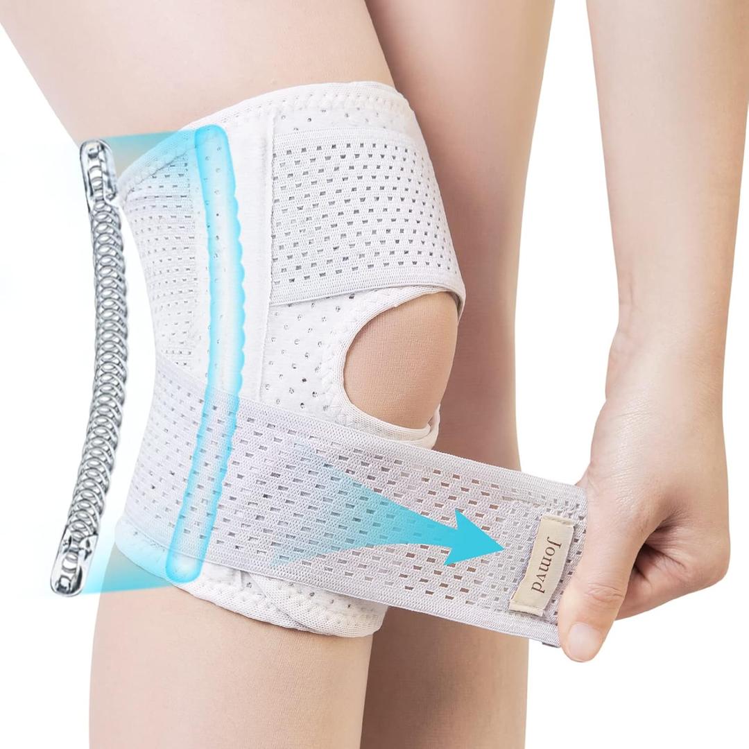 Knee Brace with Side Stabilizer -Knee Braces for Knee Pain, Meniscus Tear, ACL, MCL, Joint Pain Relief,Injury RecoveryAdjustable Knee Support Men and Women (Small, White)