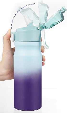 BJPKPK 18oz Insulated Water Bottle with Straw Stainless Steel Double Wall Water Bottles BPA Free Leak Proof Thermal Flask with Lockable Flip Lid and Soft Silicone Spout,Ocean Dream