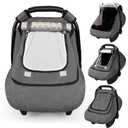GFU Winter Baby Car Seat Cover Waterproof, Windproof Car Seat Covers for Newborns with Double-Layer Window, Infant Car Seat Canopy for Girls with Minky Dot Backing, Keeps Babies Warm and Cozy, Black