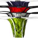 YUFEIDA Men's Modal Comfortable G-string Thongs Sexy Low Rise Bikini Briefs Underwear (A#4pcs-2, XL)