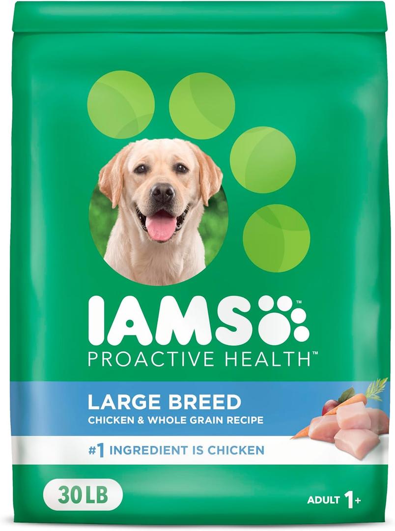 IAMS Proactive Health Large Breed Adult Dry Dog Food with Real Chicken, 30 lb. Bag (30 Pound (Pack of 1))