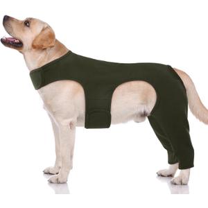 ROZKITCH Dog Hind Leg Sleeve Rear Legs, Pet Sleeve to Prevent Licking Wound Elbow Protector, Dog Recovery Suit Cone Collar Alternative for Sprain ACL CCL Arthritis Joint Care Green L (L(Back Length:16.9"Leg Length:10.2"))