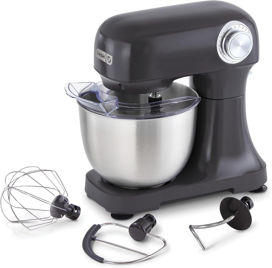 DASH Tilt-Head 3.5qt Stand Mixer 12 Speeds with Paddle, Dough Hook, and Whisk Attaachments- Forged Iron