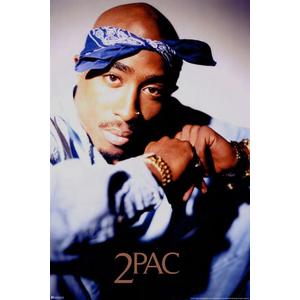 Tupac 2Pac Blue Bandana Portrait 90s Hip Hop Rapper Posters - 16x24 Cool Wall Art Print