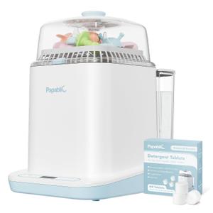 Papablic Bottle Washer Pro, Baby Bottle Washer & Sterilizer & Dryer, 4-in-1 Bottle Washer Sanitizer for Bottles, Pump Parts, & Baby Essentials - Quick & Clean with 60 Detergent Tablets (White)