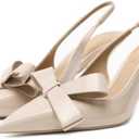 Kluolandi Bow Knot Slingback Kitten Heels for Women Closed Pointed Toe Pumps Dress Shoes Stiletto Heels Sandals, Size 41