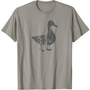 Duck Vintage Design - Distressed Duck Print T-Shirt, Size L