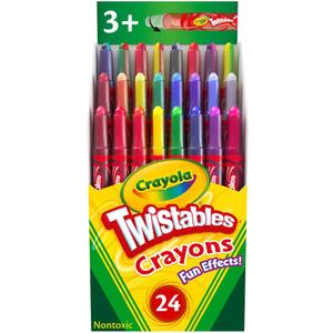 Crayola Twistables Crayons for Kids (24ct) Essential School Supplies for Girls & Boys, Toddler Coloring, Less Mess, Back to School Gifts for Kids (24 Count (Pack of 1))