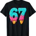 67 Ice Cream Drip Meme Funny Six Seven Gen Alpha Slang T-Shirt, S
