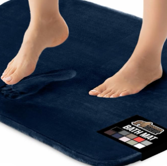 GORILLA GRIP Memory Foam Bath Rugs, Soft Absorbent Velvet Bathroom Mats, Durable Dots on Underside, Machine Washable Bathmat, Carpet Rug Room Decor for Shower Floor, 24x17 Mat, Light Gray