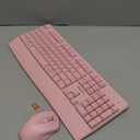 MEETION Wireless Keyboard and Mouse, Full-Sized Cordless Keyboard with Wrist Rest and 3 DPI Adjustable Mouse, 2.4G Wireless, Compatible with PC/Computer/Laptop/Windows/Mac, Pink