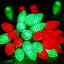 2-Pack Connectable C9 Christmas Lights Outdoor Indoor, 66 FT 100 LED Christmas String Lights Plug in with 8 Modes & Timer, Waterproof Fairy Twinkle Light for Xmas Tree Yard Decorations (Red and Green)
