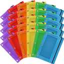 3-Ring Pencil Pouch, 30 Pack Bulk Zipper Pen Pouches in Assorted Colors for Office College School Supplies Cosmetics, Cloth Pencil Case for 3 Hole Binder