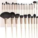 Docolor Makeup Brushes Set Professional 30Pcs Makeup Brushes Premium Synthetic Powder Kabuki Foundation Contour Blush Concealer Eye Shadow Blending Eyeliner Crease Eyebrow Make Up Brush Kit - Beige