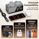 4URPC 6-in-1 Alarm Clock Wireless Charging Station for Apple Multiple Devices, Wireless Charging Dock for iPhone 17/16/15/14/13 Series, Apple Watch, AirPods,Night Light,Alarm Clock,Sleep Friendly